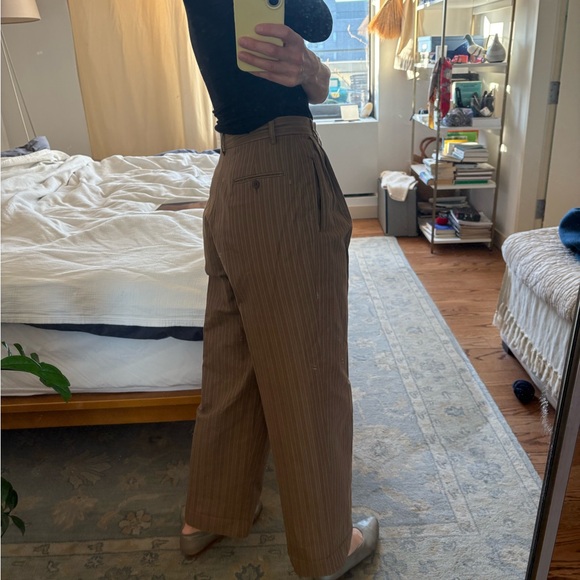 Romeo Gigli cotton pleated trousers Women's brown striped - Picture 10 of 11